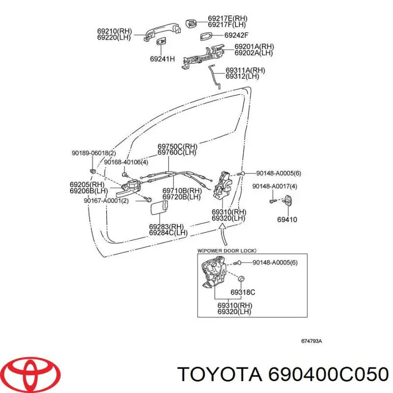 Cerradura de puerta delantera izquierda para Toyota Tundra 