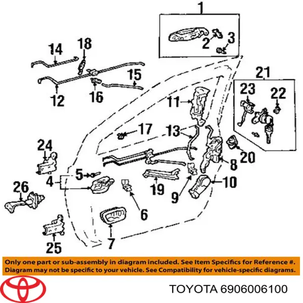 Cerradura de puerta trasera izquierda para Toyota Camry (V30)