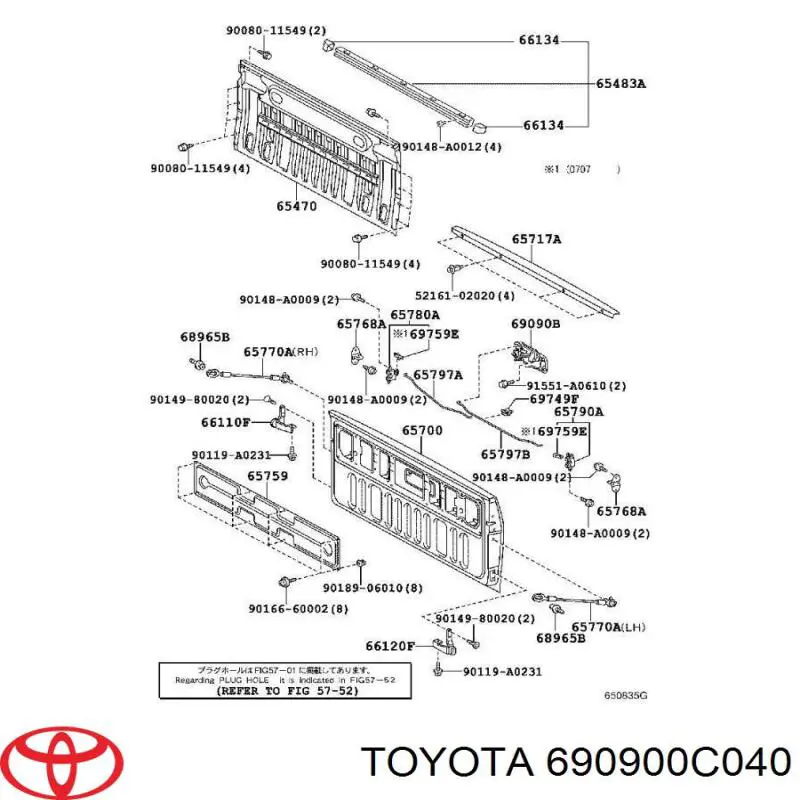 690900C040 Toyota tirador de puerta exterior izquierdo delantero/trasero