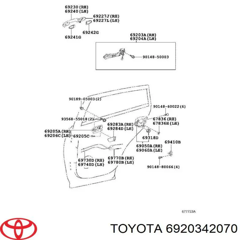 Soporte de manilla exterior de puerta trasera derecha para Toyota RAV4 (A4)