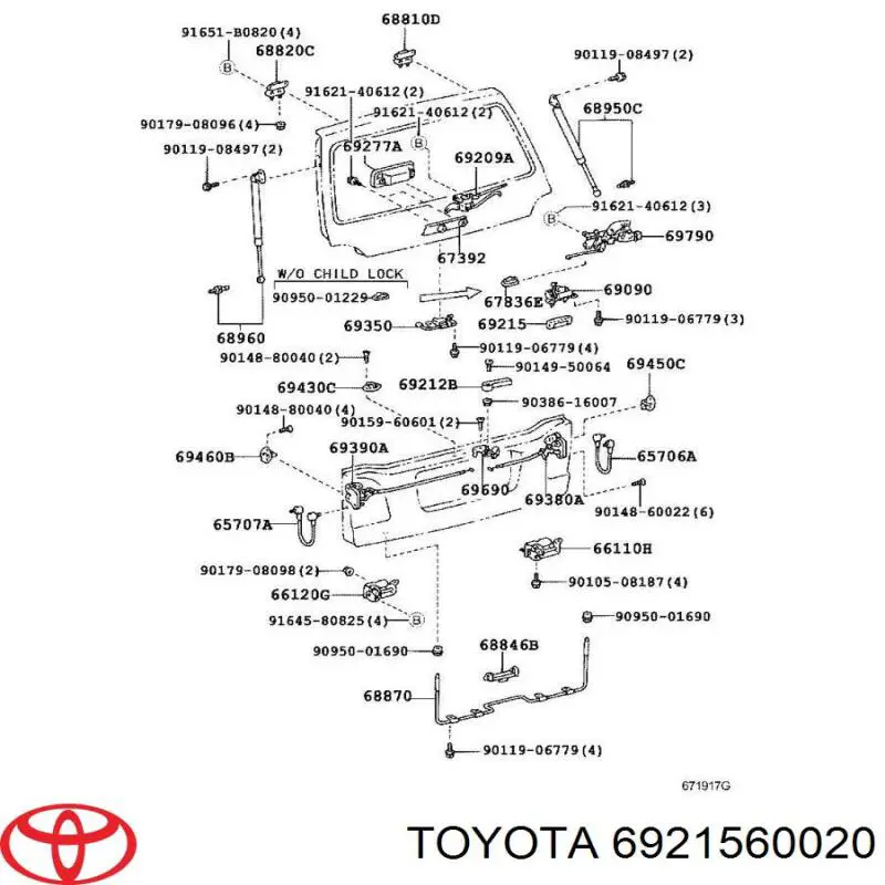 Manecilla de puerta de maletero exterior Toyota 6921560020 precio, desde 17,00 EUR