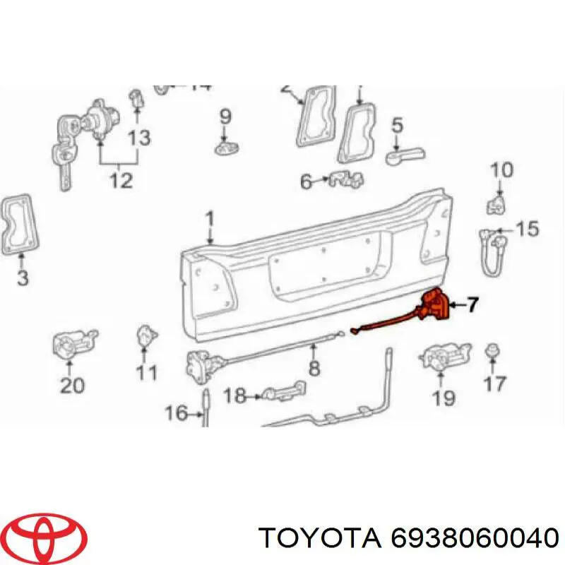 6938060040 Toyota cilindro de cerradura de puerta delantera izquierda