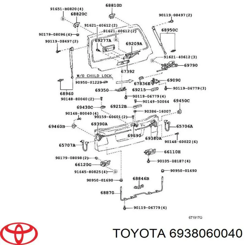 Comprar 6938060040 Toyota Cerradura de puerta de maletero