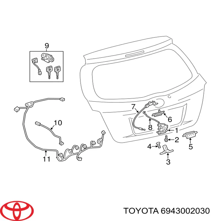 Cuña de cierre puerta de maletero para Toyota Yaris (P13)