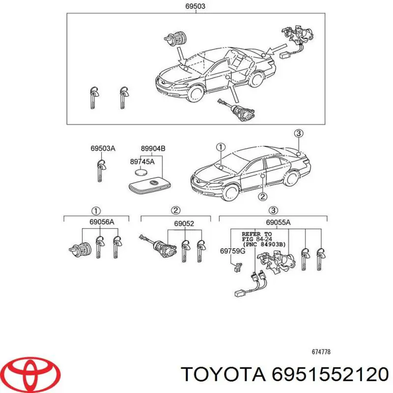 Conjunto Transmisor Control De Puertas / Clave En Blanco para Toyota Auris (E15)