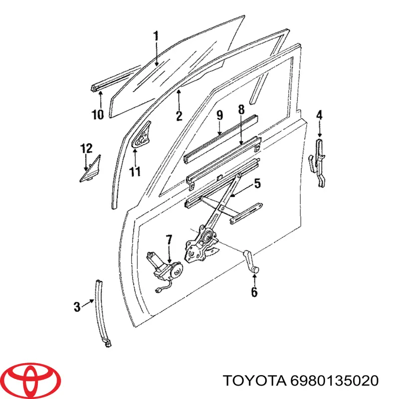 Mecanismo levanta, puerta delantera derecha para Toyota Hilux  N