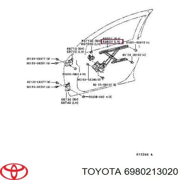 Comprar 6980213020 Toyota Mecanismo de elevalunas delantero izquierdo