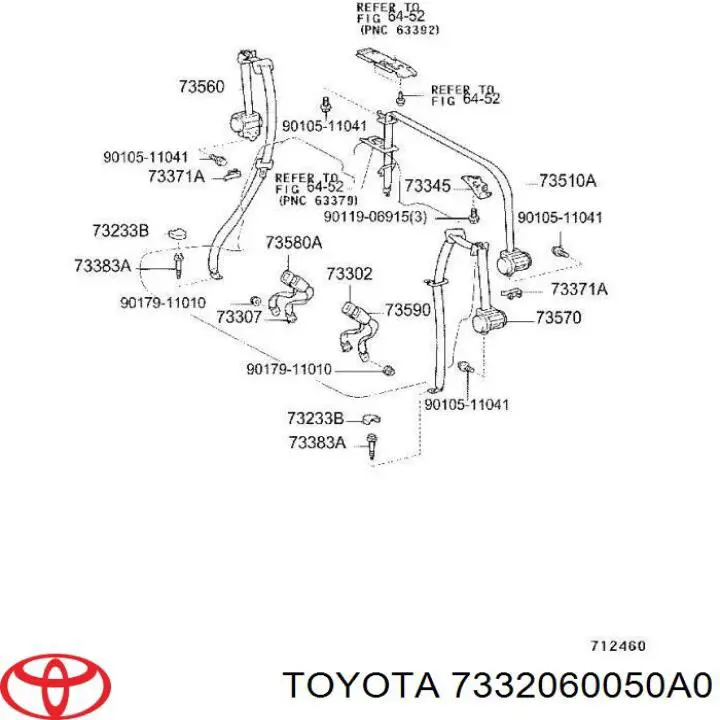 Cinturón de seguridad trasero central Toyota 7332060050A0 precio, desde 139,39 EUR