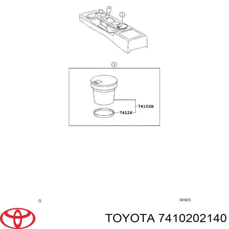 7410202140 Toyota cenicero de consola central