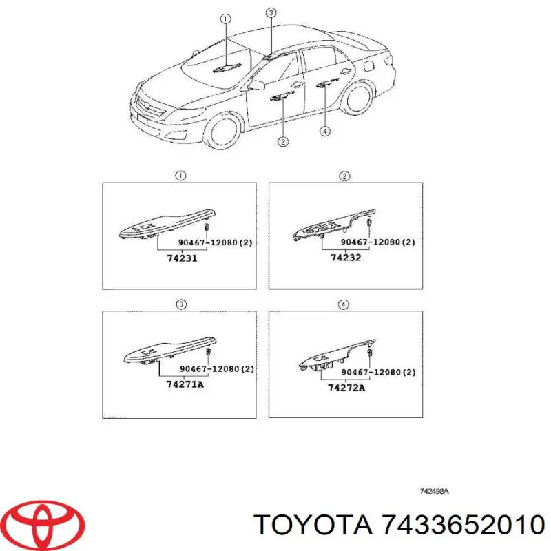 Retenedor de visera parasol Toyota 7433652010 precio, desde 3,47 EUR
