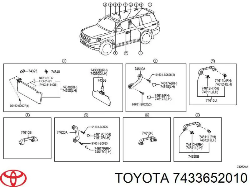 Comprar 7433652010 Toyota Retenedor de visera parasol