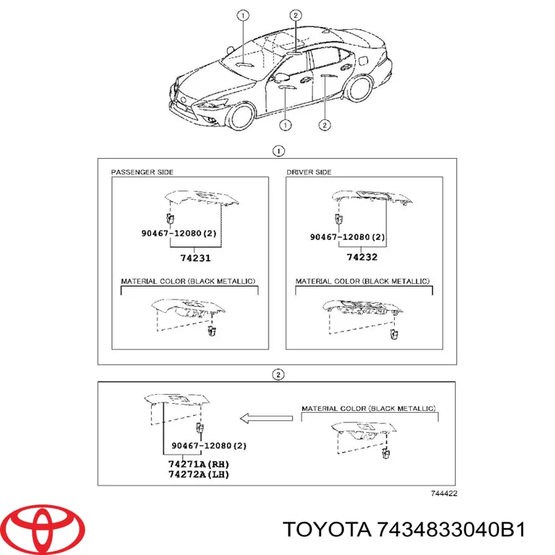 Comprar 7434833040B1 Toyota Retenedor de visera parasol