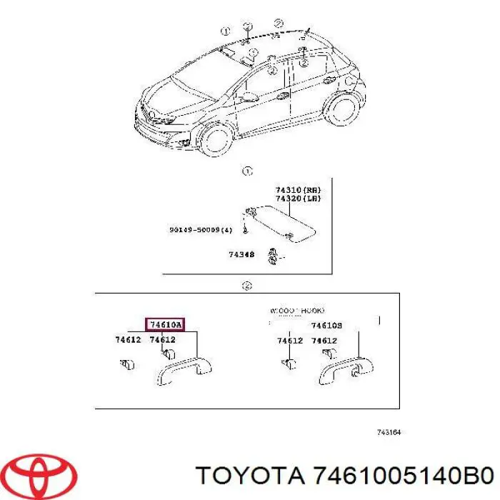Manilla de techo para Toyota Corolla (E15)
