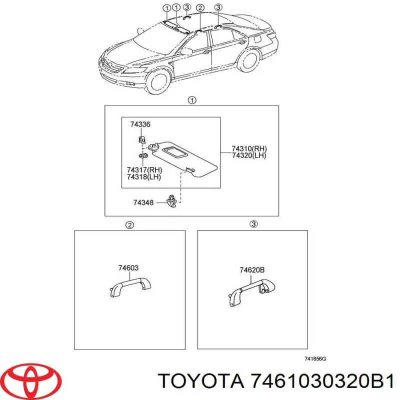 7461030320B1 Toyota Asa de techo