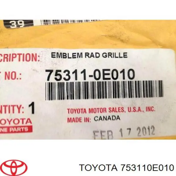 753110E010 Toyota logotipo del radiador i