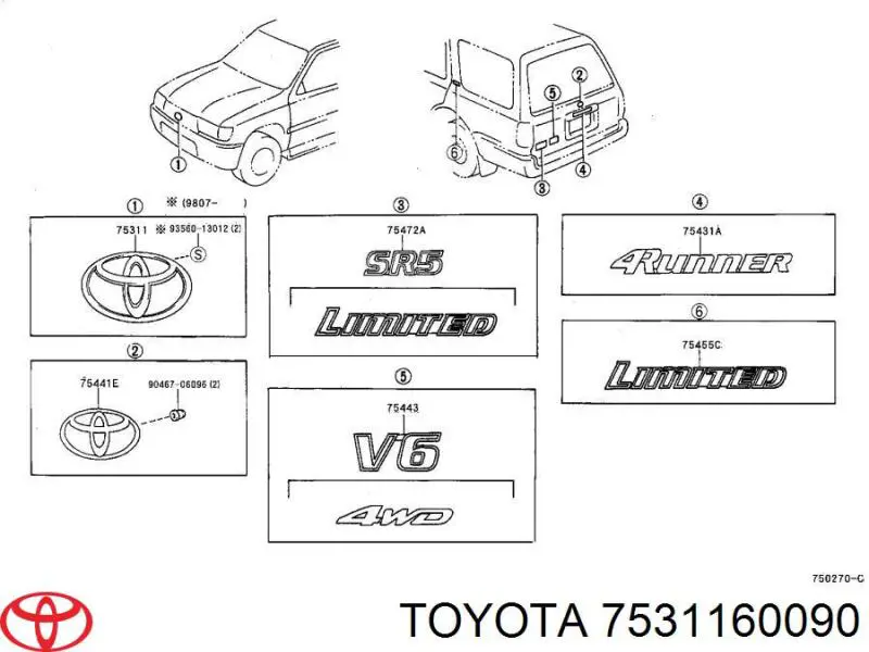 Emblema de la rejilla para Toyota Land Cruiser (J10)