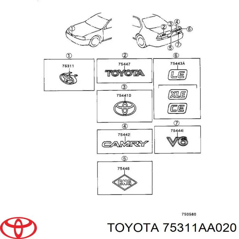 75311AA020 Toyota emblema de capó