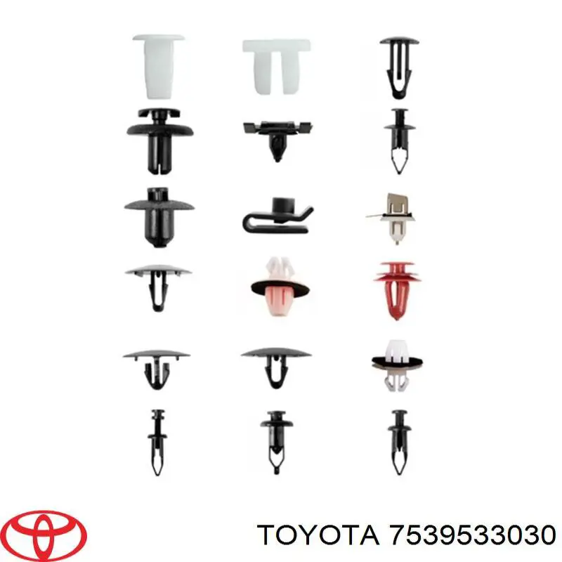 7539533030 Toyota clip, tubuladura de sujeción, alféizar de la puerta