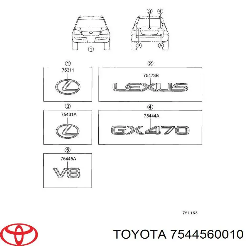 Logo Toyota 7544560010 precio, desde 41,76 EUR
