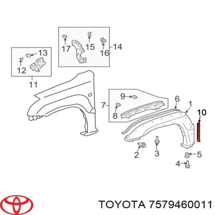 7579460011 Toyota anillo retén, cigüeñal