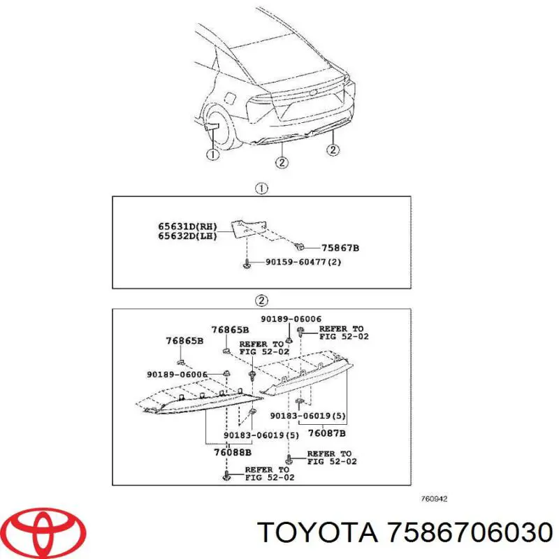 Clip, Tubuladura de sujeción, alféizar de la puerta para Toyota RAV4 (A5)