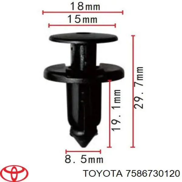Clip, Tubuladura de sujeción, alféizar de la puerta para Toyota Solara (V3)