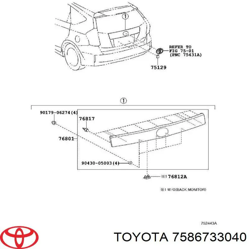 7586733040 Toyota clips de fijación de pasaruedas de aleta delantera