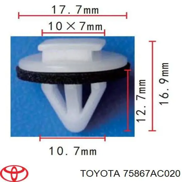 75867AC020 Toyota clips de fijación de pasaruedas de aleta delantera