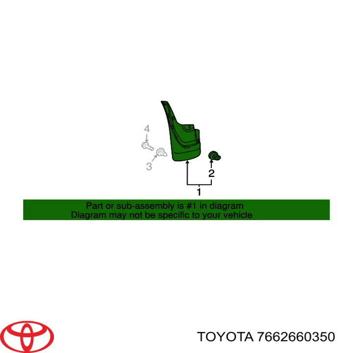 7662660350 Toyota faldilla guardabarro trasera izquierda