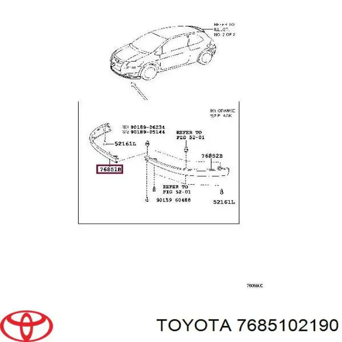 7685102190 Toyota alerón delantero