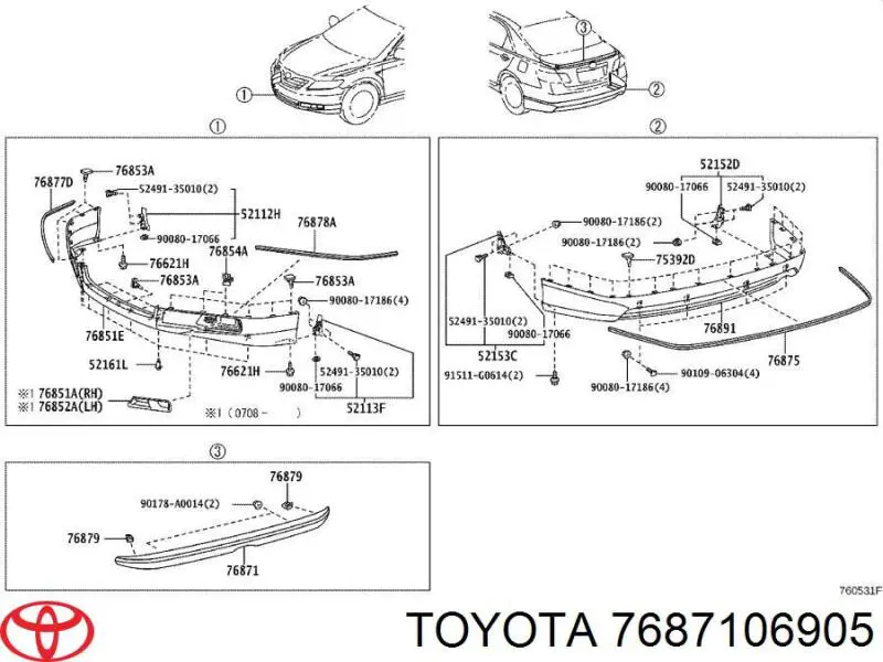 Alerón parachoques trasero para Toyota Camry (V40)