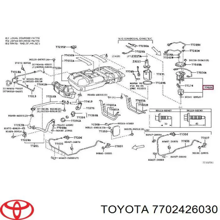 7702426030 Toyota módulo alimentación de combustible