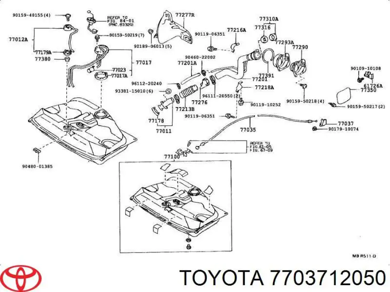 Comprar 7703712050 Toyota Cerradura de la tapa del depósito de combustible