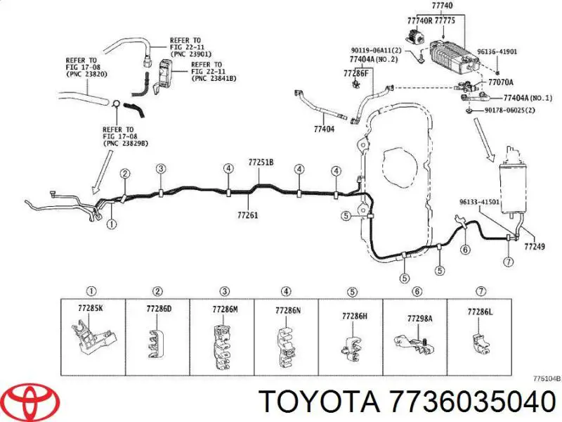 Comprar 7736035040 Toyota Resorte de la tapa del depósito de combustible