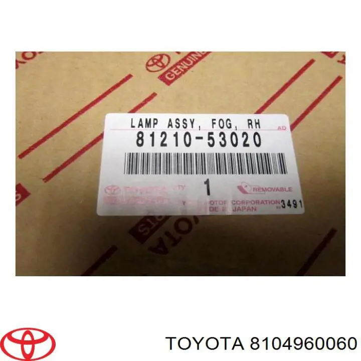 8104960060 Toyota faro antiniebla izquierdo