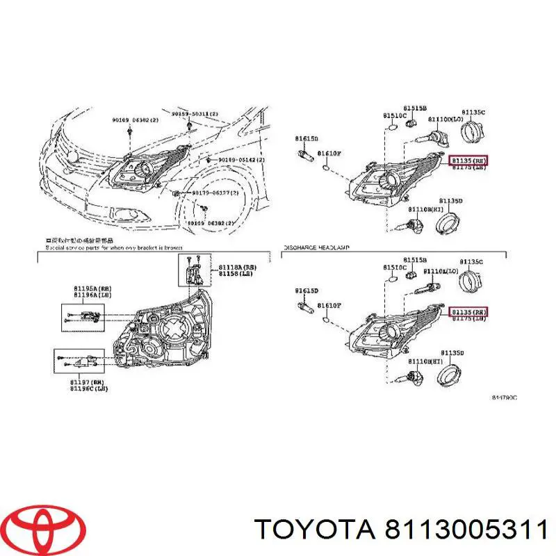 8113005311 Toyota faro derecho