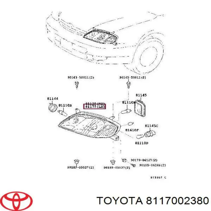 Faro izquierdo para Toyota Corolla (E12U)