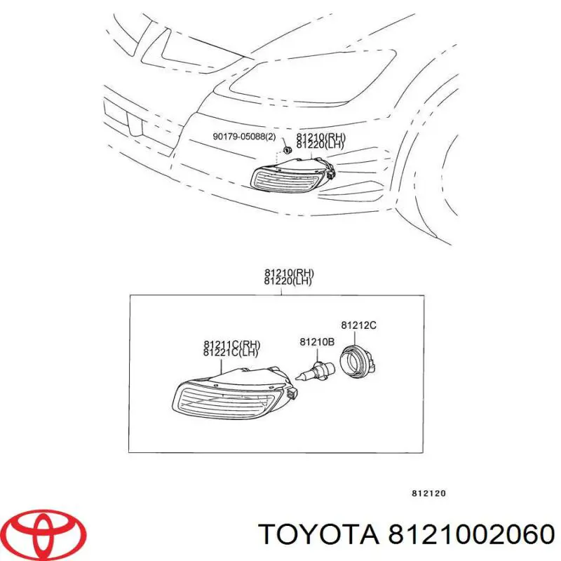 8121002060 Toyota faro antiniebla derecho