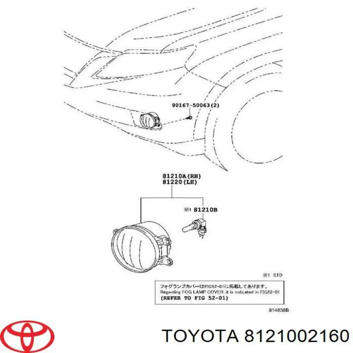 8121002160 Toyota faro antiniebla derecho