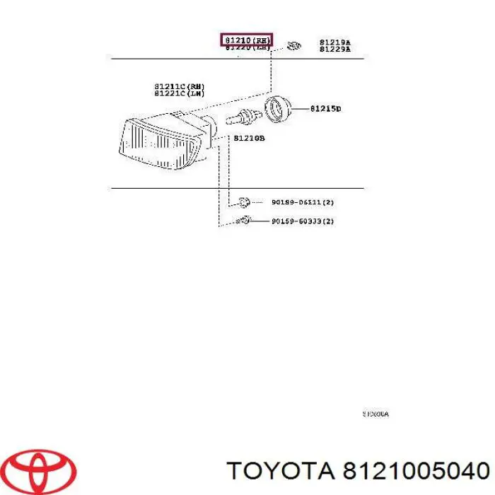 Luz antiniebla derecha para Toyota Avensis (T22)