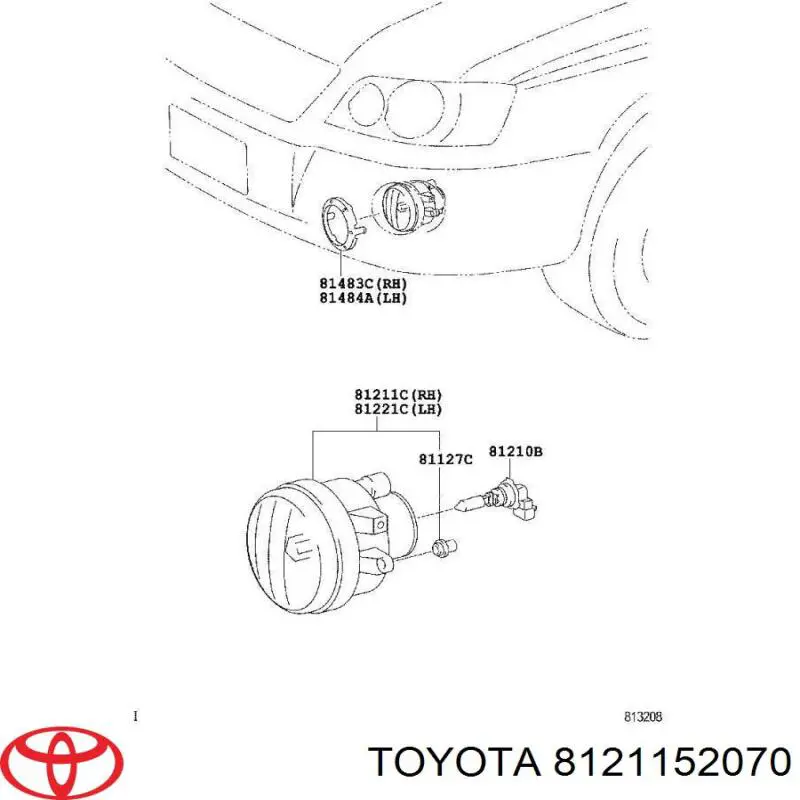 8121152070 Toyota faro antiniebla derecho