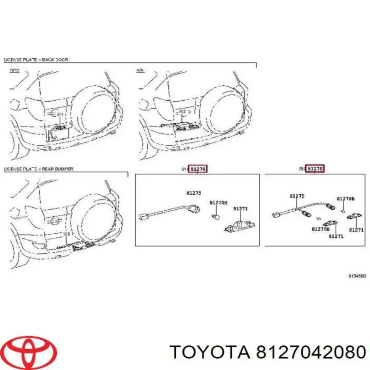 Luz de matrícula para Toyota RAV4 (A3)