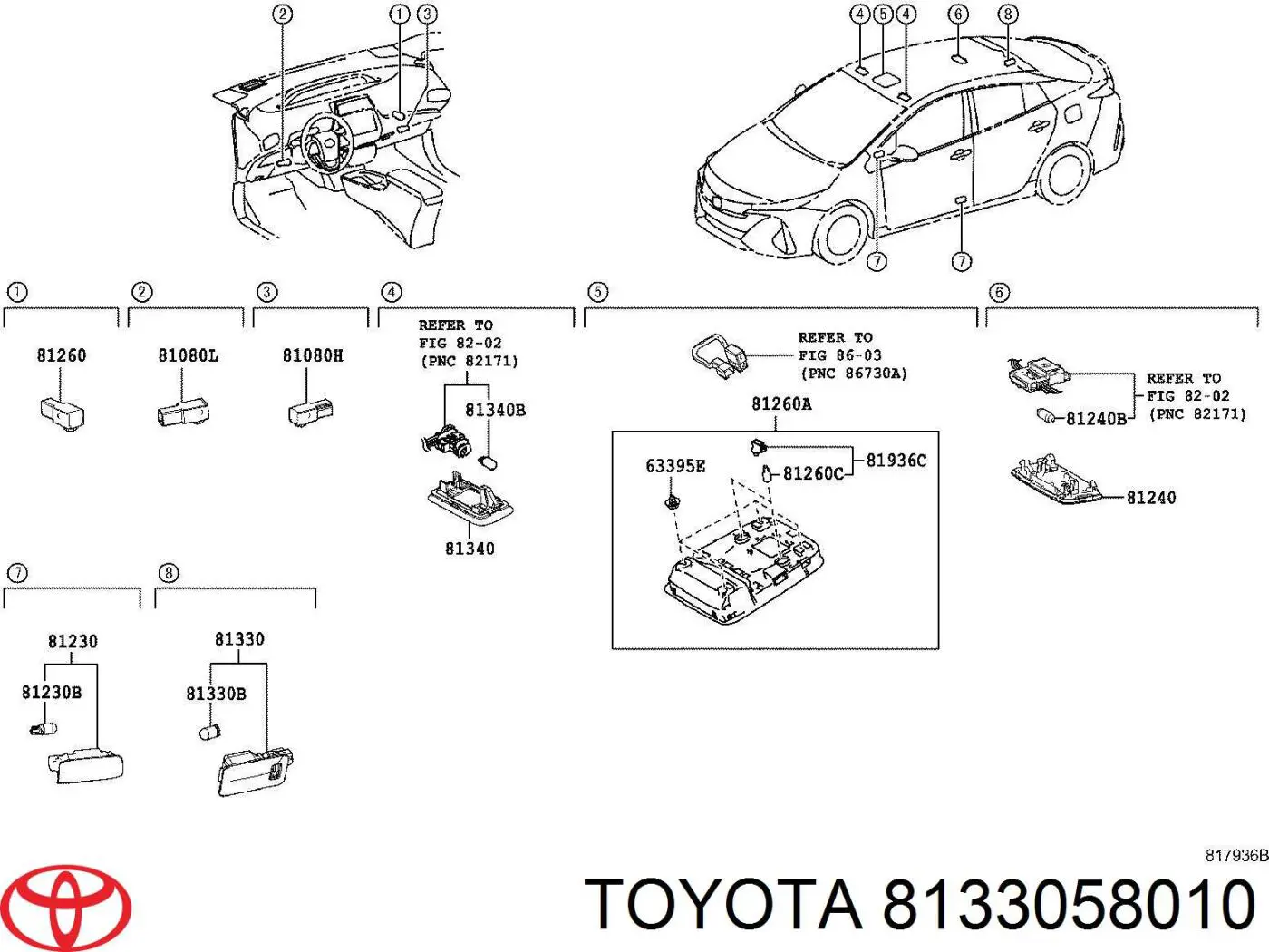 8133058010 Toyota luz de maletero