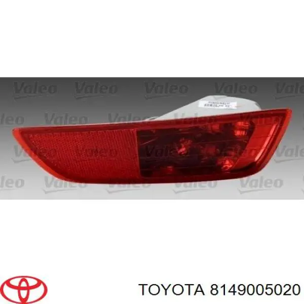 8149005020 Toyota reflector, parachoques trasero, izquierdo