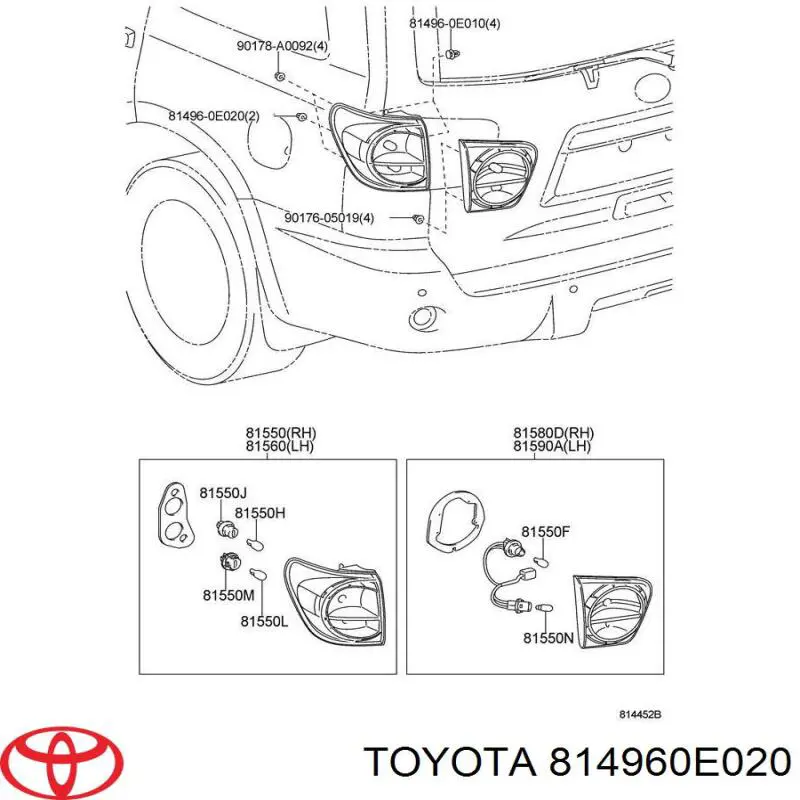 Comprar 814960E020 Toyota Clip de sujeción de luz trasera