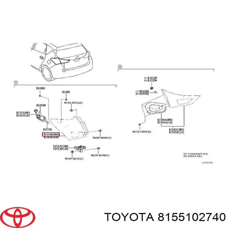 Piloto trasero exterior derecho Toyota 8155102740 precio, desde 116,16 EUR