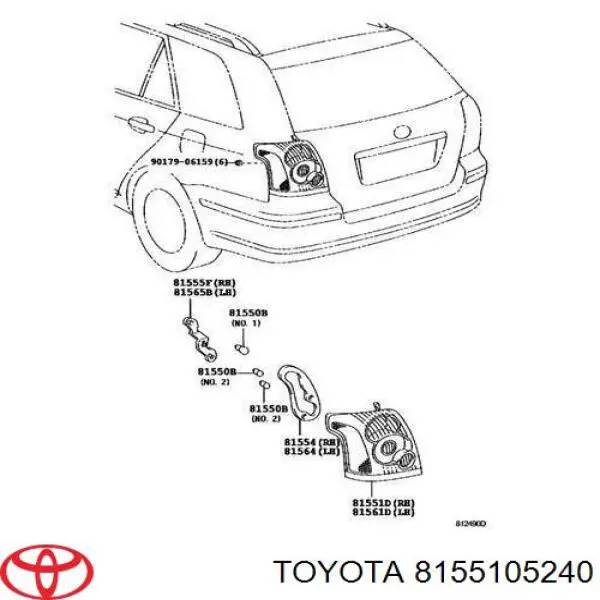 Piloto trasero derecho para Toyota Avensis II T25