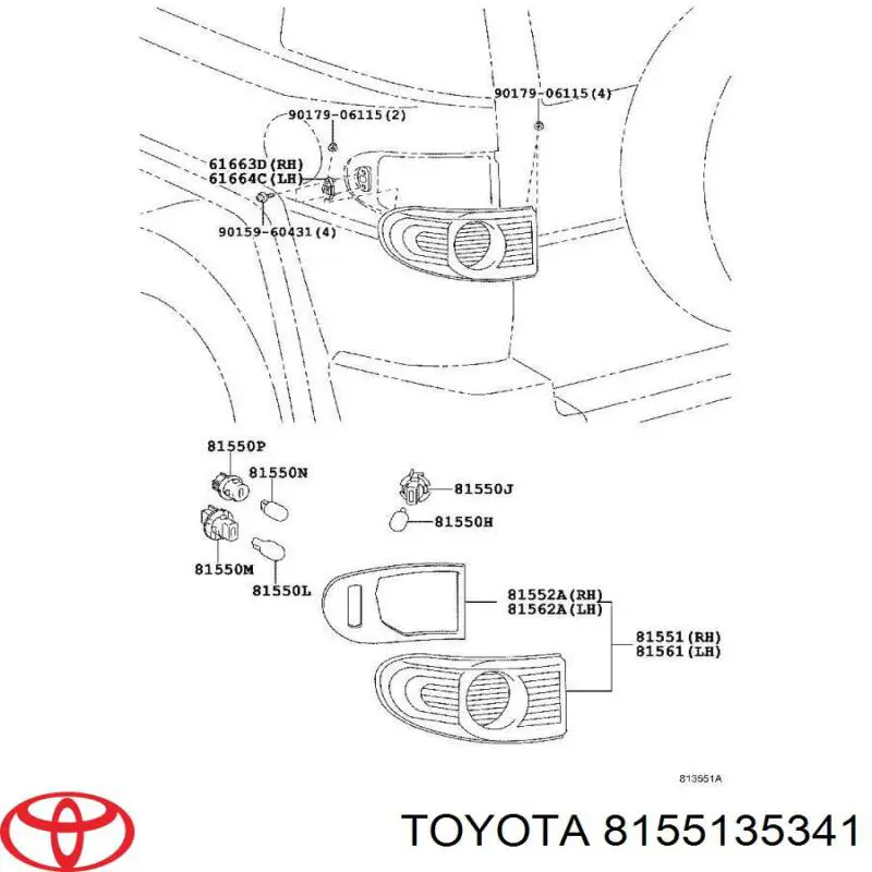 8155135341 Toyota piloto posterior derecho