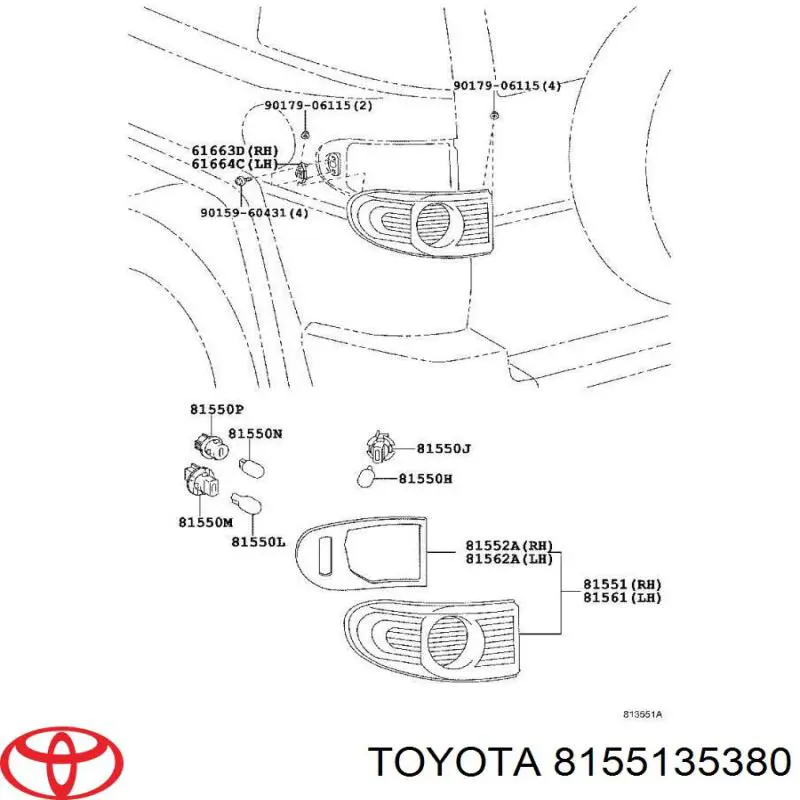 8155135380 Toyota piloto posterior derecho