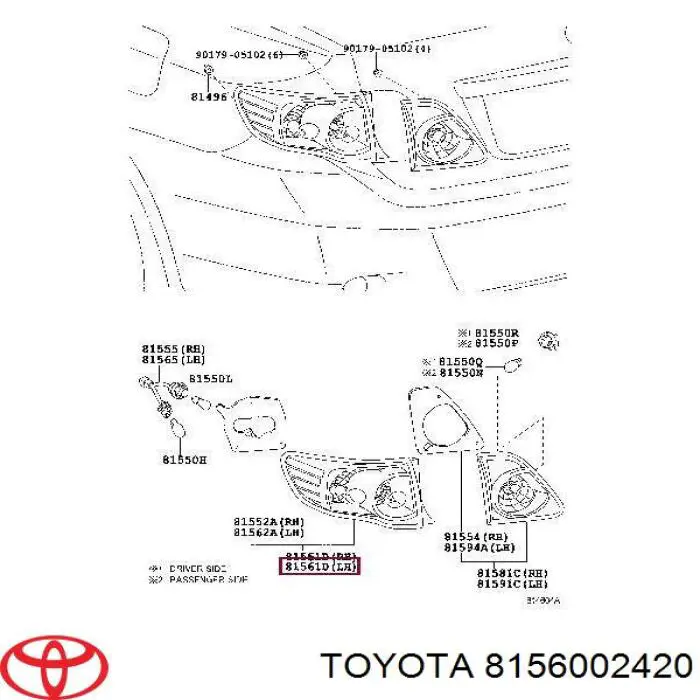 8156002420 Toyota piloto posterior exterior izquierdo